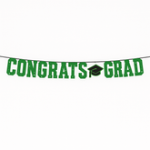 "Congrats Grad" Orange Letter Banner Decoration, 12-ft